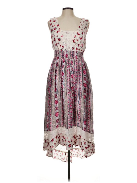 torrid Dresses & Skirts - Torrid White and Pink Floral High-Low Midi Cottage Dress Size 0X